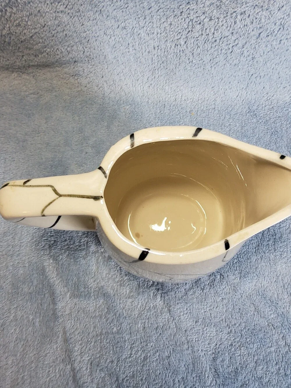 ​Vintage MCM Japanese Ceramic Pitcher Abstract Black Veined Nagoya Seitosho SK